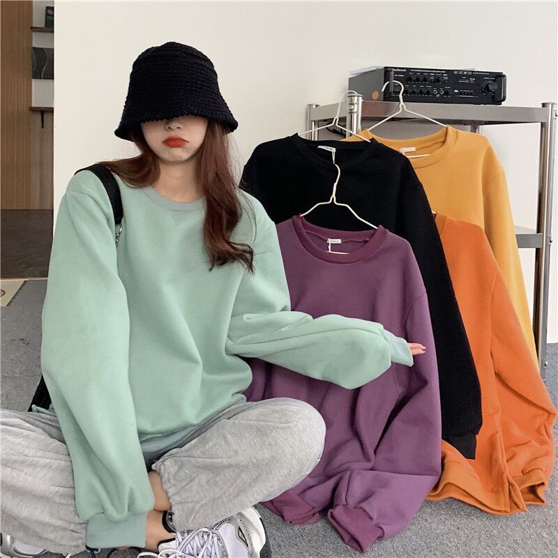 Real shot 2020 new Korean version of assorted candy solid color split sweater women's Plush
