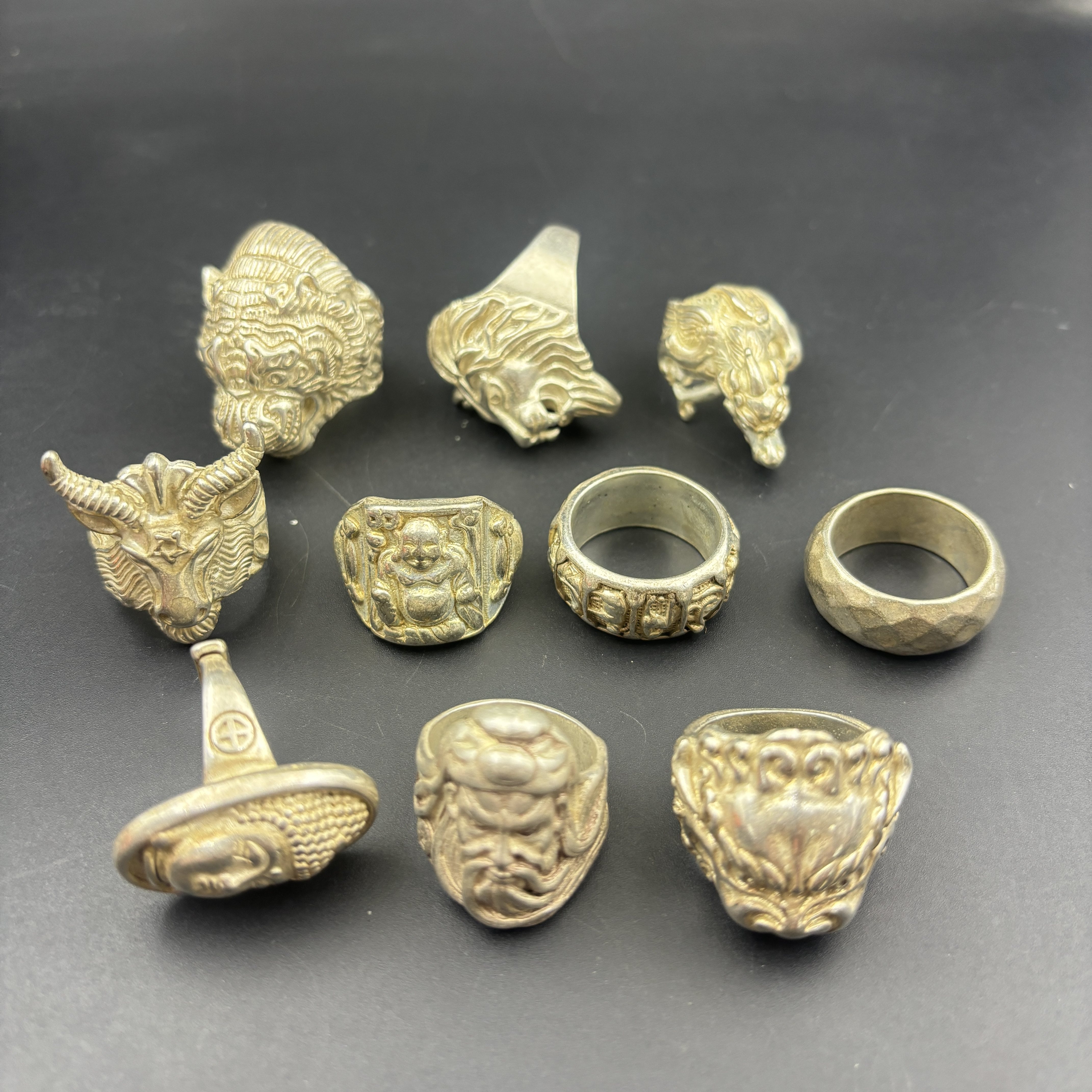 古玩杂项收藏古风怀旧苗银戒指