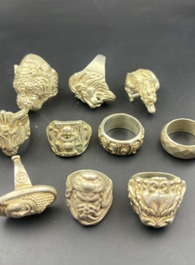 古玩杂项收藏古风怀旧苗银戒指