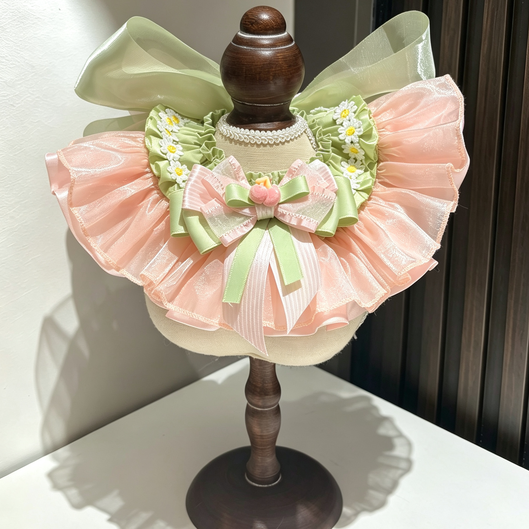 【萌宠】春日蜜桃小碎花款宠物口水巾多层猫咪狗狗氛围感拍照围脖