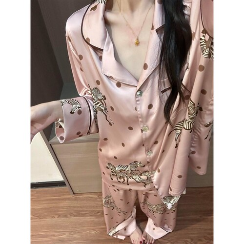 沐染家女士轻奢小马印花睡衣女