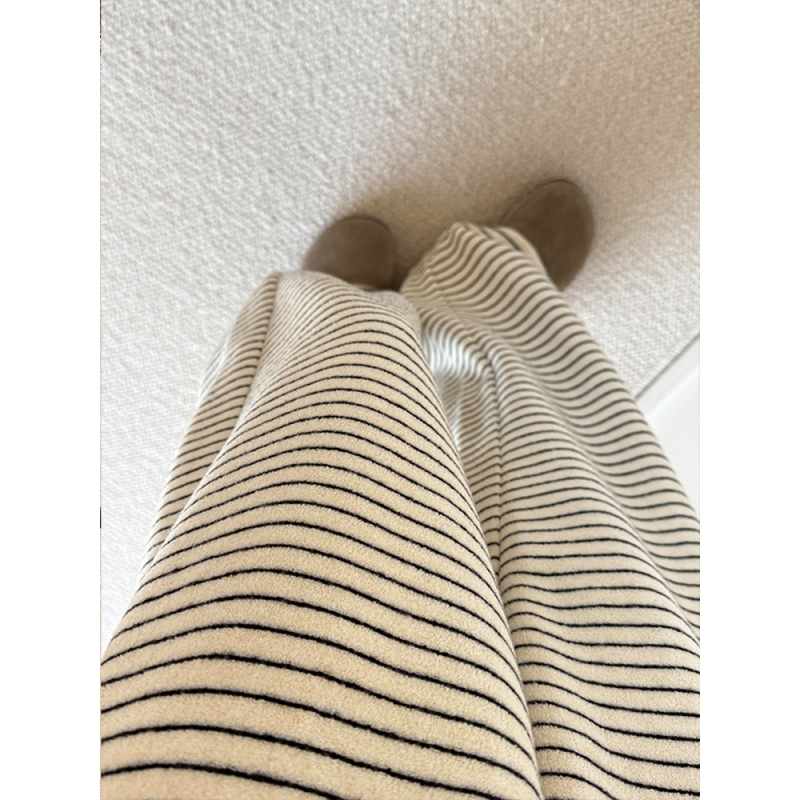 日系简约ins黑白条纹半边绒睡裤