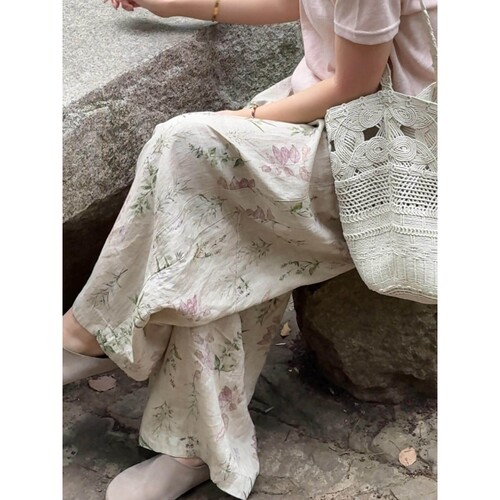 田园风碎花阔腿睡裤女夏慵懒风垂
