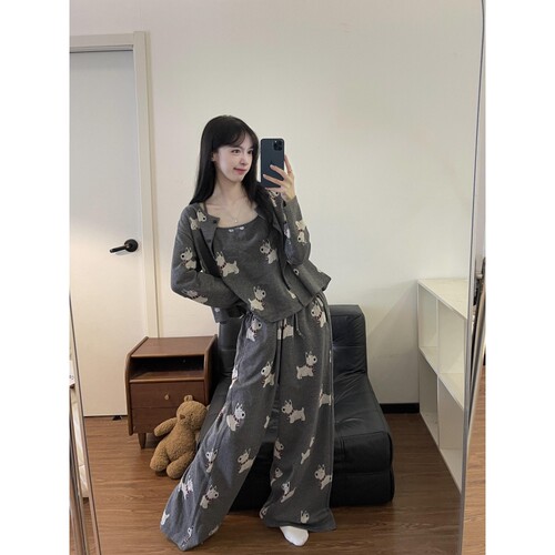 沐染家韩系可爱小狗印花睡衣女