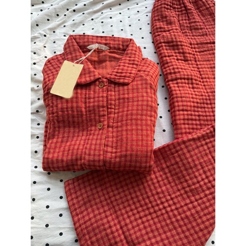 新年喜庆红色格子睡衣女春秋款2026年新款亲肤纯棉家居服大码套装