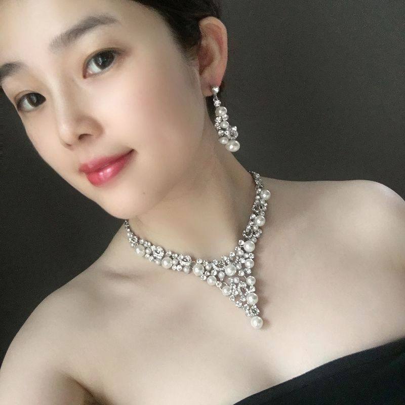 欧美简约耳饰项链两件套首饰套件婚纱摄影海边拍照道具气质女装饰