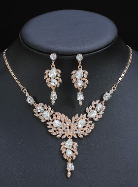 欧美项链耳环两件套新娘复古高级设计感新款女士锁骨链夸张气质款