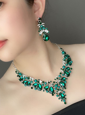 百搭个性欧美复古水晶套装锁骨链