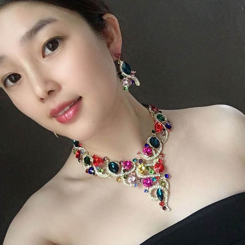 夸张花朵耳环新娘晚礼服首饰品