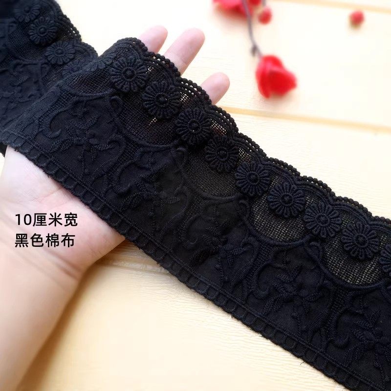 黑色毛衣下摆接边加长10厘米花边