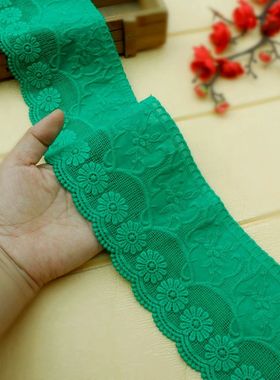 鲜绿色下摆接边加长10厘米宽花边不透服装裙子袖子加宽装饰辅料