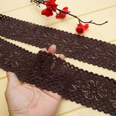 厘米咖啡色加厚密实弹力蕾丝花边