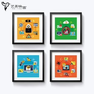 【数据安全】网络黑客邮件电脑科技装饰画框挂画 宿舍卧室网吧