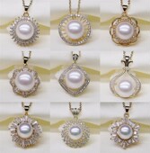 diy10 女 14毫米大珍珠项链金色系吊坠配件空托镀925银高雅气质款