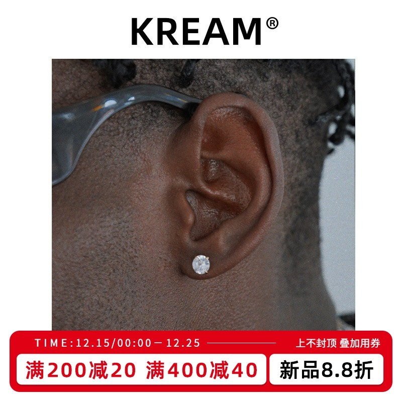 KREAM10K真金锆石耳钉