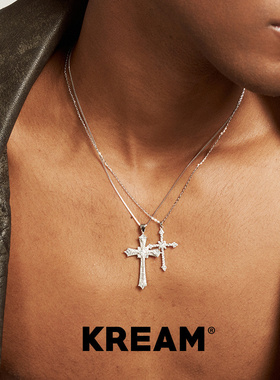 KREAM 纯银 满钻十字项链男女欧美潮流情侣锁骨链 cross necklace