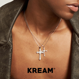 cross 满钻十字项链男女欧美潮流情侣锁骨链 necklace 纯银 KREAM