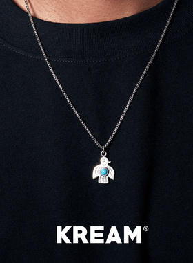 KREAM 925银雷鸟绿松元素吊坠男嘻哈项链女锁骨毛衣链欧美潮流