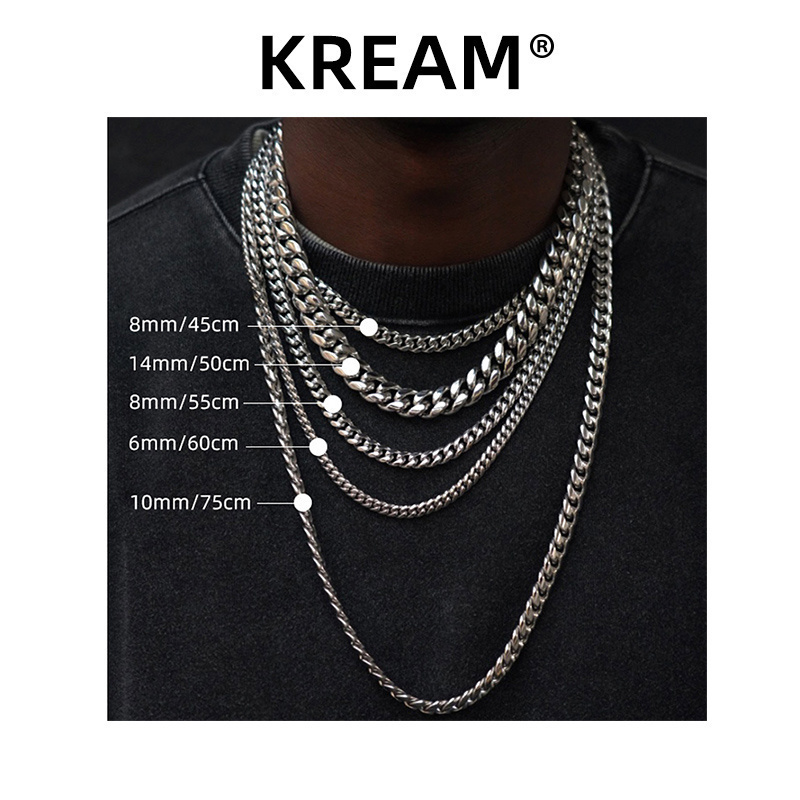 KREAM 正品 嘻哈古巴项链男女 cuban 欧美潮流百搭高质钛钢素链子 饰品/流行首饰/时尚饰品新 项链 原图主图