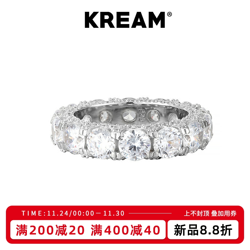 纯银镀白金闪钻锆石戒指情侣