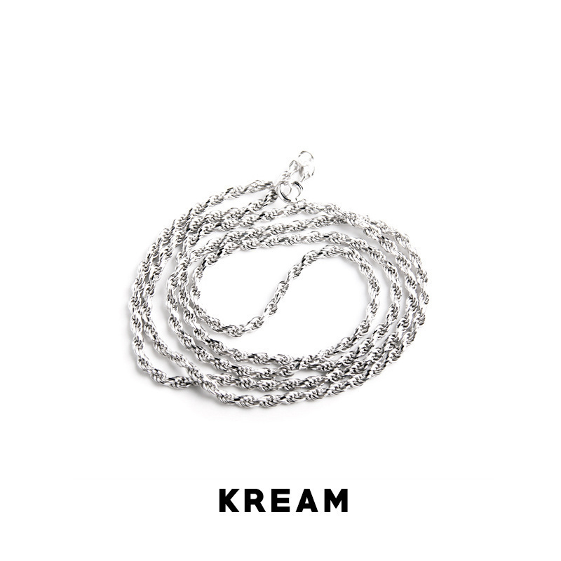 纯银镀白金麻花绳项链锁骨链