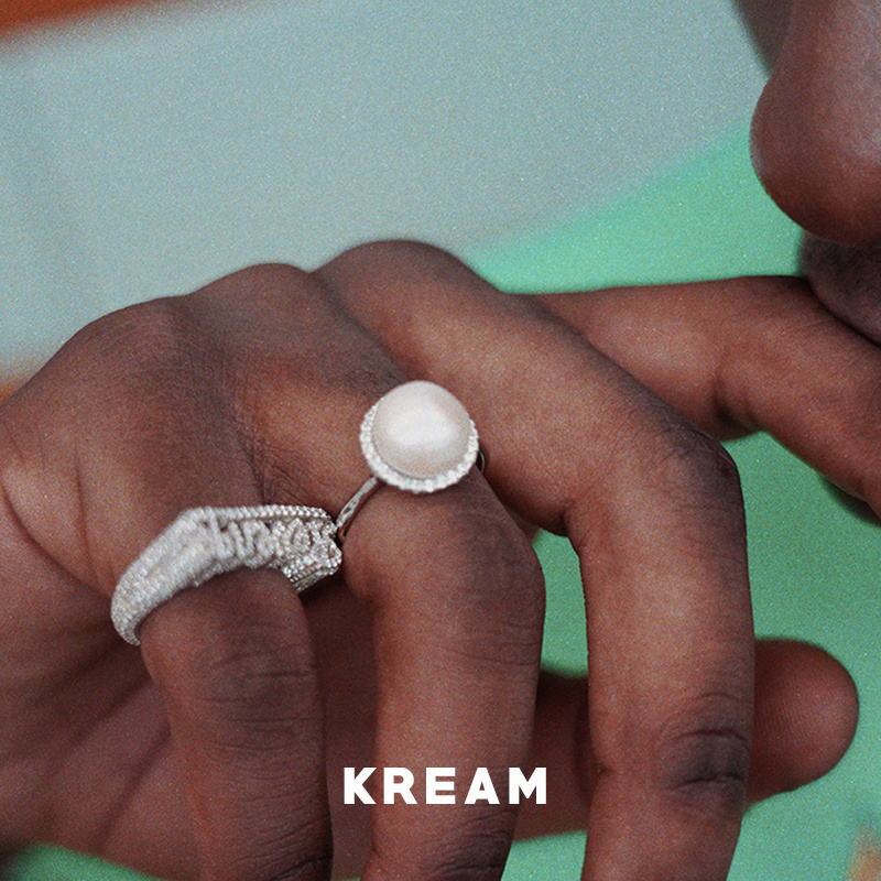 kream s925 纯银天然珍珠戒指男女同款嘻哈指环ins asap rocky