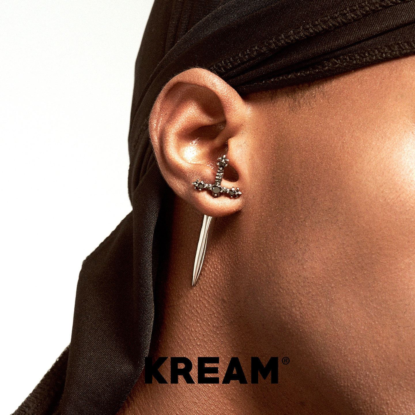 KREAM 利刃之剑耳钉男嘻哈女夸张耳饰钛钢十字欧美潮流 earring