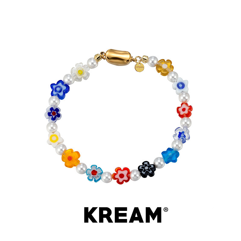 KREAM 原创 黑白彩色花朵贝珠手链男嘻哈女潮流手串小众高级感