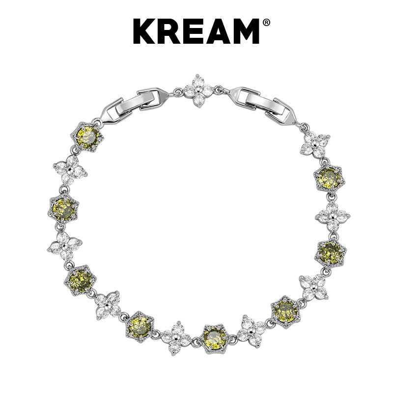 KREAM 橄榄绿/宝石蓝 雪花锆石手链男网球链女嘻哈
