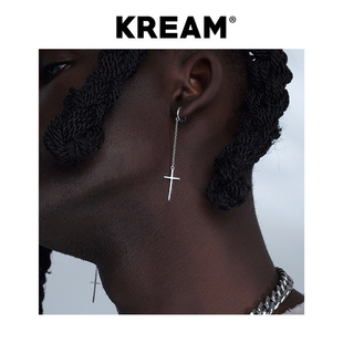 耳圈耳线 纯银加长十字耳坠男嘻哈女同款 KREAM S925