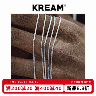 KREAM S925 silver snake纯银镀白金项链细蛇骨链男女锁骨 方蛇链