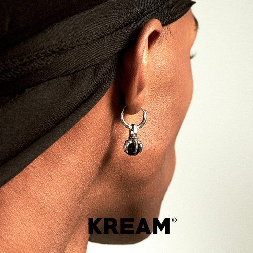 KREAM 钛钢黑玛瑙耳环男嘻哈女同款耳坠欧美潮流耳饰 earring