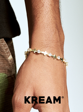 KREAM 金色锆石十字手链男嘻哈女同款情侣手饰 bracelet