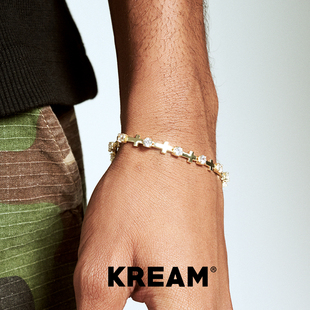 情侣手饰 bracelet 金色锆石十字手链男嘻哈女同款 KREAM