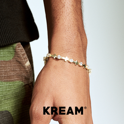 KREAM 金色锆石十字手链男嘻哈女同款情侣手饰 bracelet