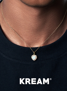 KREAM 925银镀金欧泊元素爱心项链男嘻哈女锁骨链时尚