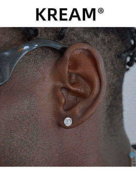 KREAM 10K真金gold claw Zircon Earrings 纯金钻石耳钉男女 锆石