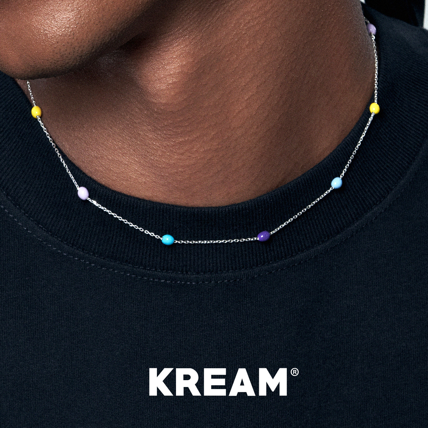 KREAM 925银 糖果彩色滴油圆珠项链男嘻哈女欧美潮流情侣锁骨链图片