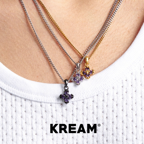 KREAM 925银紫钻四芒星十字项链男嘻哈女欧美潮流情侣礼物