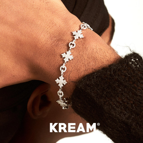 KREAM 满钻花十字手链男嘻哈女欧美潮流个性闪钻情侣手饰礼物