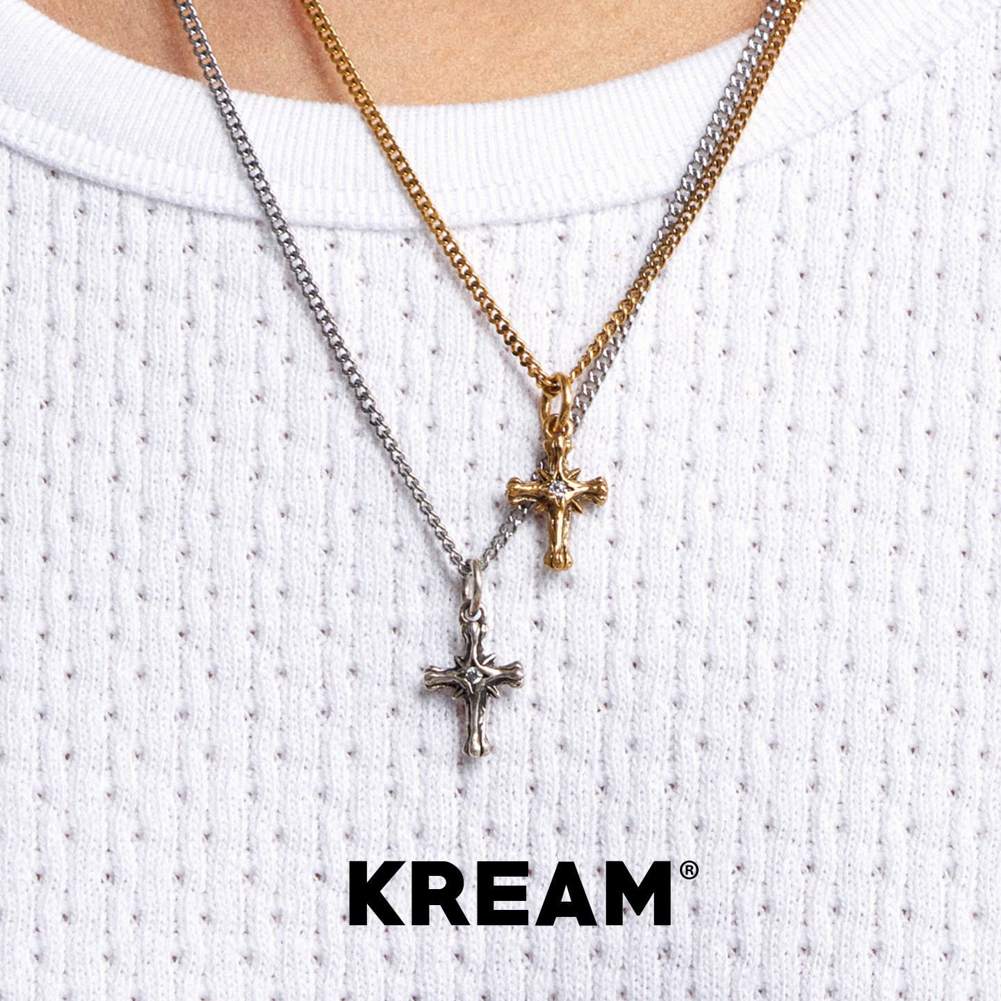 KREAM 925银十字吊坠男欧美潮流复古百搭项链女锁骨链百搭情侣