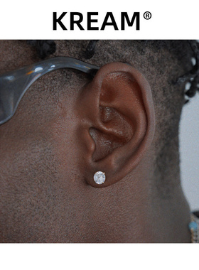 KREAM 10K真金gold claw Zircon Earrings 纯金钻石耳钉男女 锆石