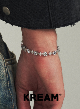 KREAM 超闪四芒星满钻锆石手链男嘻哈潮流