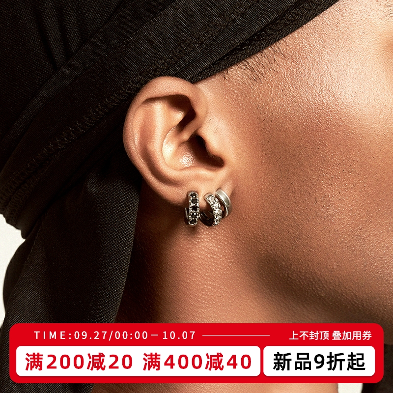 KREAM 无耳洞钛钢锆石耳夹男嘻哈女同款耳圈 earring 耳环