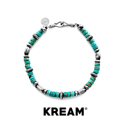 KREAM 925银做旧绿松石手链男欧美潮流女手串情侣高级感礼物