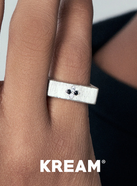 KREAM 925银 极简拉丝开口戒指男锆石十字方形个性指环女高级情侣
