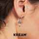 KREAM 潮流 纯银复古做旧皇冠鸢尾十字耳环男高级感耳钉女个性