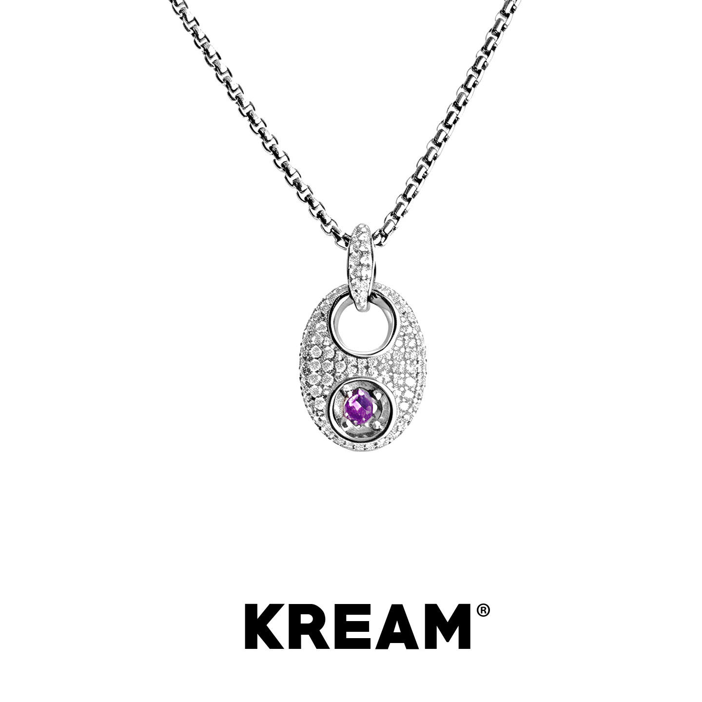 KREAM 纯银满钻猪鼻项链男嘻哈女欧美潮流锁骨毛衣链情侣礼物