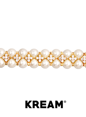 KREAM 双层贝珠满钻十字手链手链男嘻哈女手饰欧美时尚潮流礼物