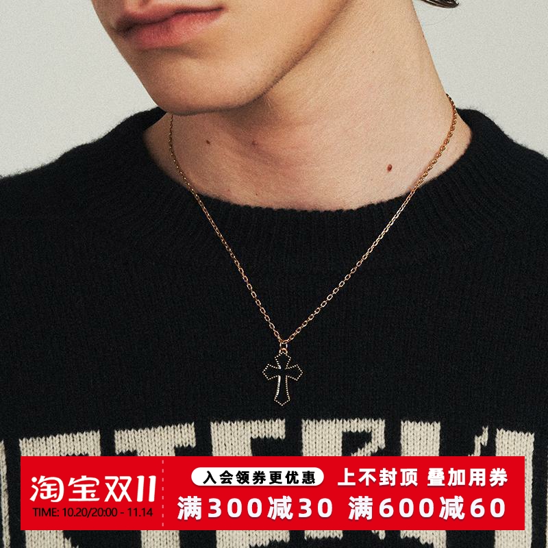 KREAM 镀金滴油十字吊坠项链男女同款小众个性高级感嘻哈锁骨